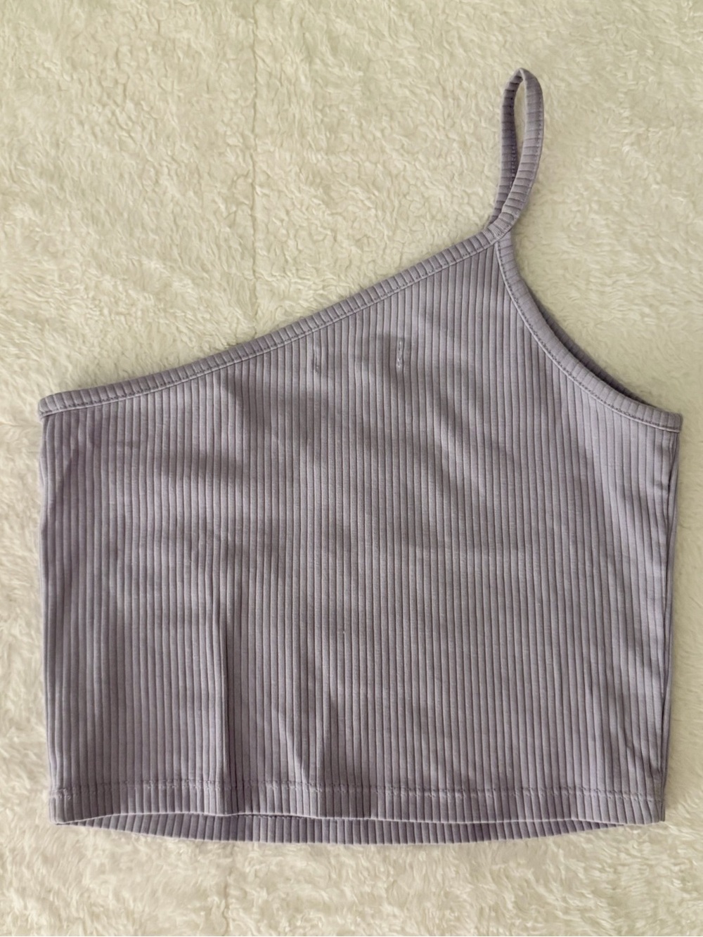 Madewell Ribbed One Shoulder Crop Top Lavender Purple Medium